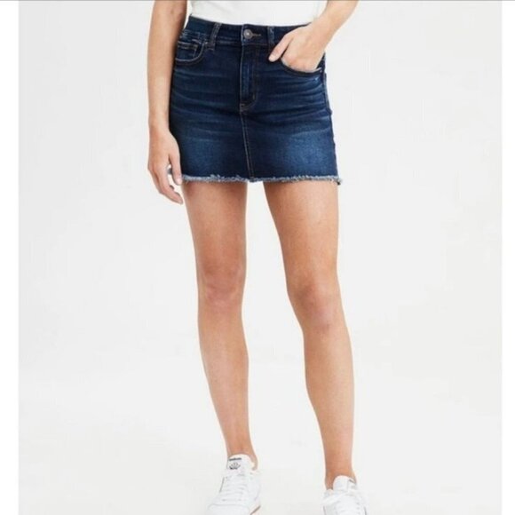 AEO Ne(X)t Level Stretch Hi-Rise Mini Skirt Denim SZ 6 - Picture 1 of 7